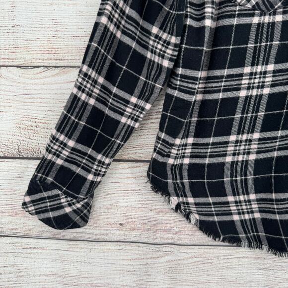 Rails Super Soft Pearl Snap Plaid Flannel Shirt Womens Medium Black White - Picture 5 of 13
